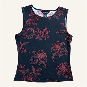 George Black & Red Floral Tank – Y2K Minimal Vibe